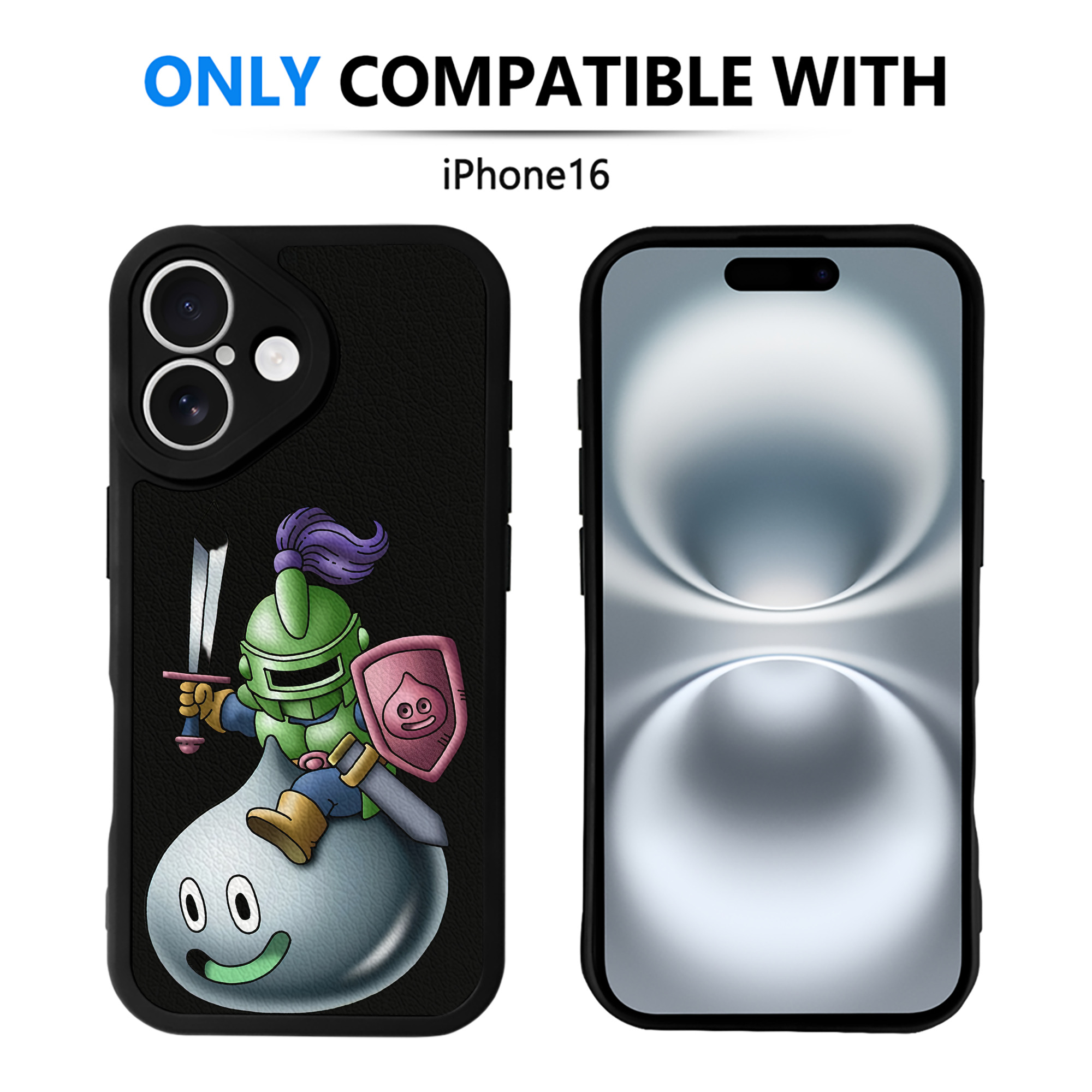（画像用） ドラゴンクエスト Doragon Kuesuto Dragon Quest 【iPhone 16シリーズ対応】シリコンスマホケース（レザー調） 材質：シリコン